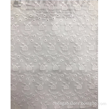 White Love Flower Cotton Embroider Fabric